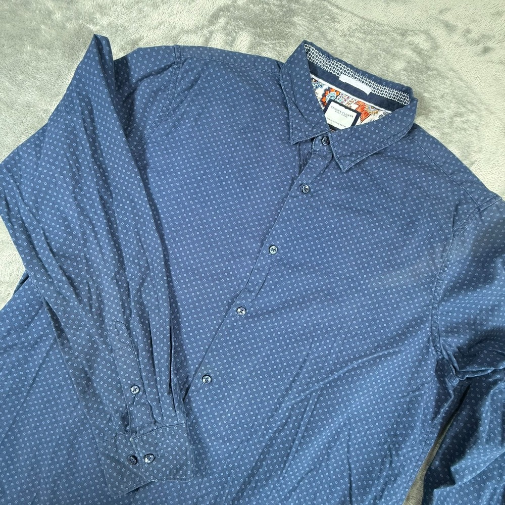 Denim & Flower Ricky Singh Men's Long Sleeve Navy Blue Button Down Shirt Size XL